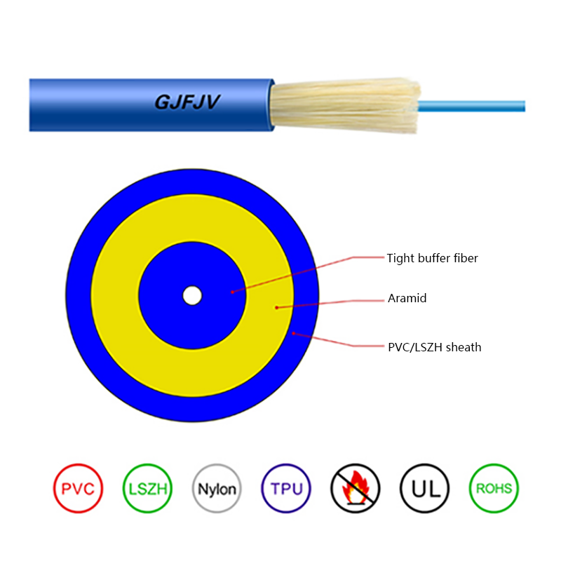 Câble optique de fil de cavalier à noyau unique d'intérieur GJFJV